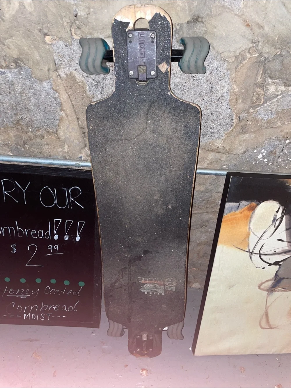 Longboard Skateboard Deck in Black – Unbranded w/ custom art.